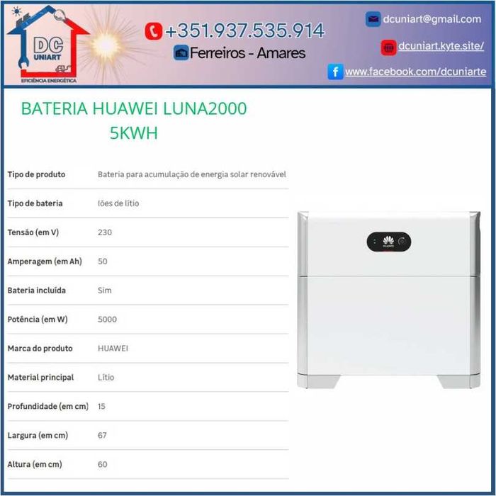 Kit Fotovoltaico 4.720W + Bateria 5KWH (Monofásico) HUAWEI