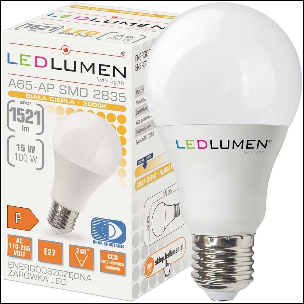 Żarówka LED LEDLUMEN E27 15W = 100W 1521lm ciepła Każdy Model Promocja