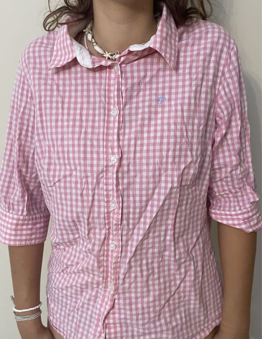 Różowa koszula w kratkę rękaw 3/4 Park Lane rozmiar M 38