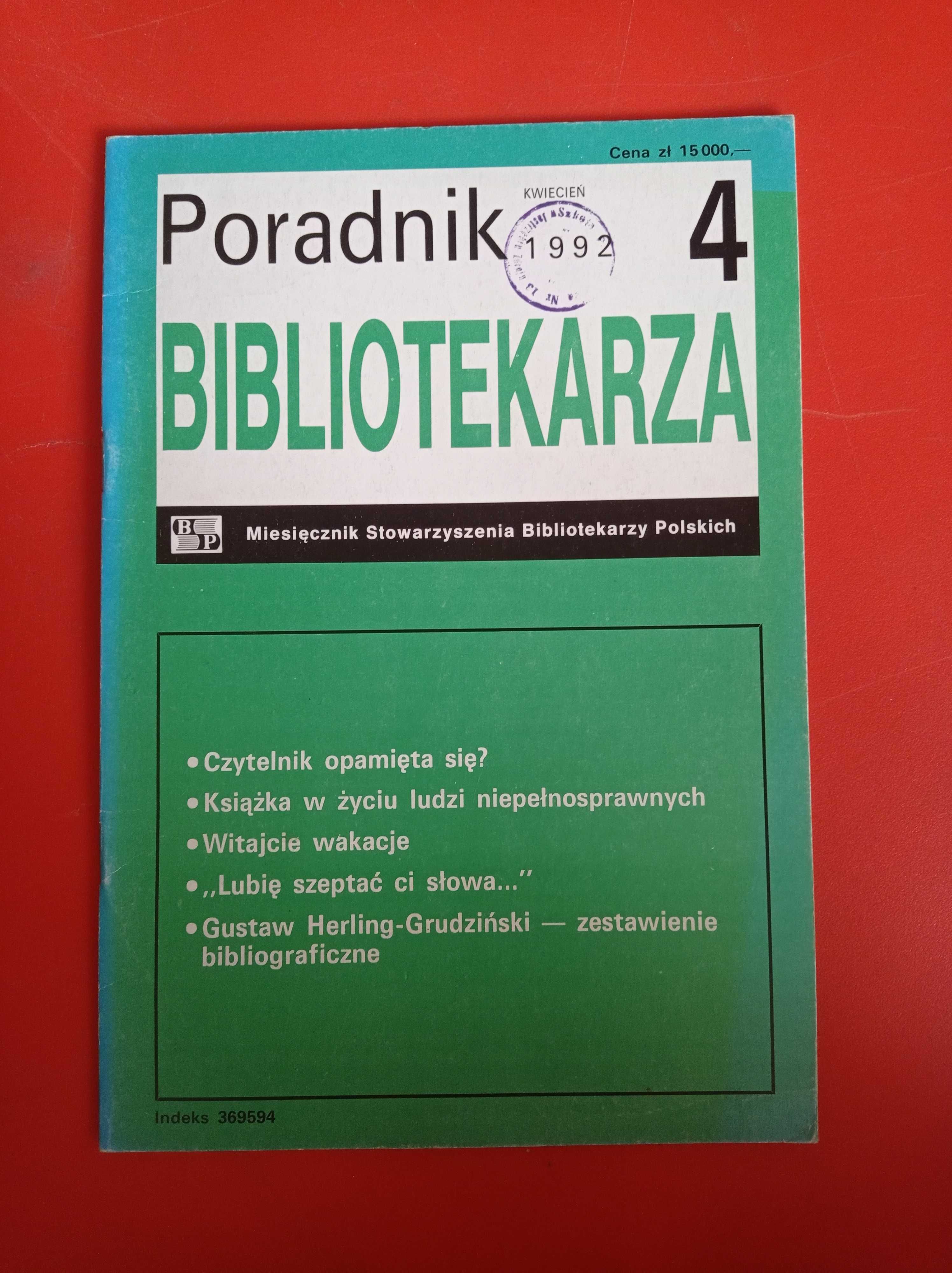 Poradnik Bibliotekarza, nr 4/1992, kwiecień 1992