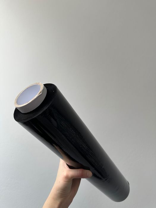 Folia stretch gruba czarna 3 rolki po 3kg pakiet czarna kryjąca