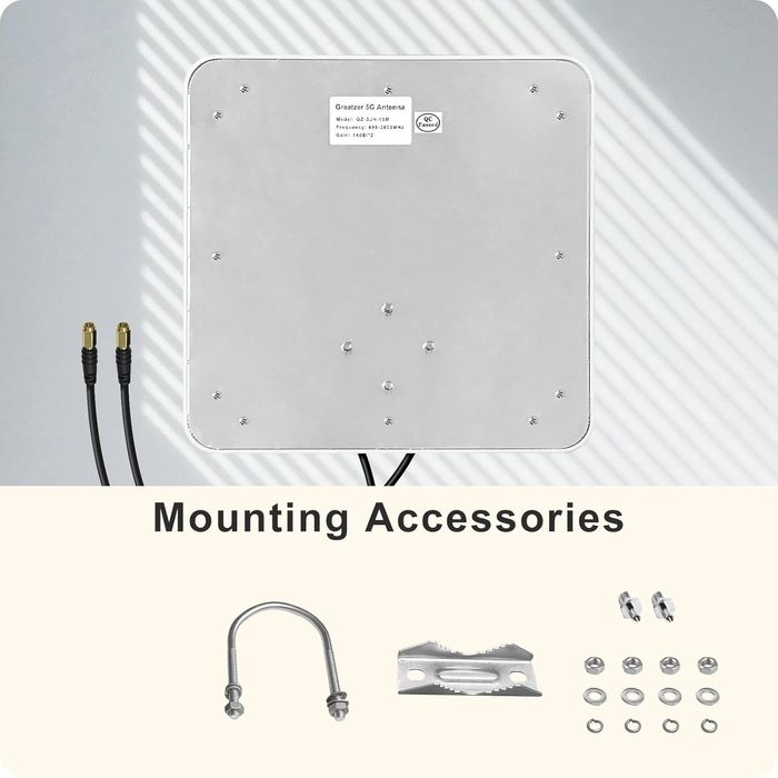 Greatzer Antena Zewnętrzna 5G 4G Lte Mimo 14Dbi Sma/Ts9 10M