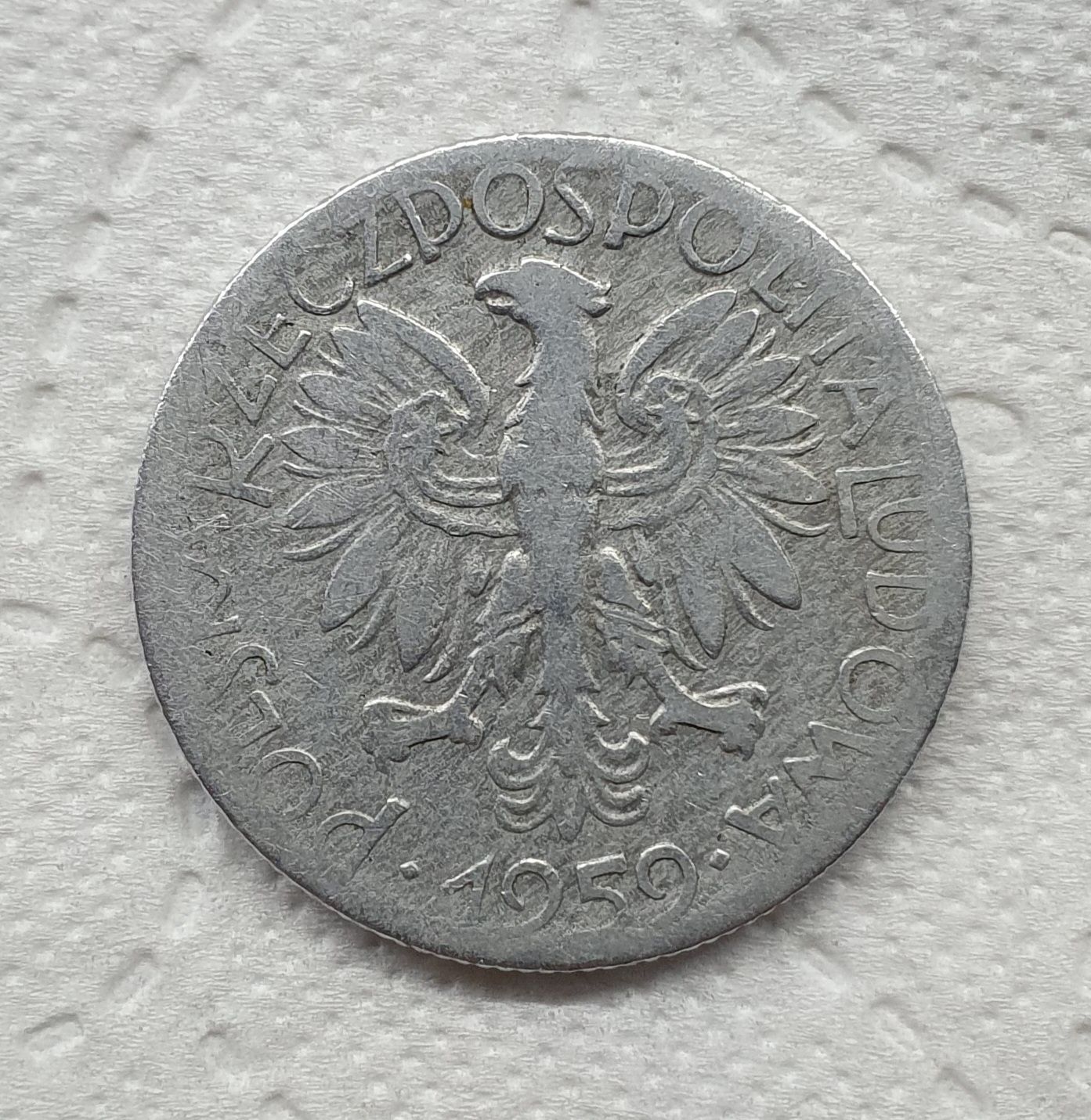 Moneta 5zl 5zł rybak 1959 rok