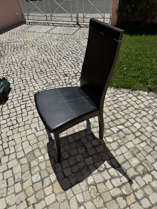 4 Cadeiras Sala wenge assento pele