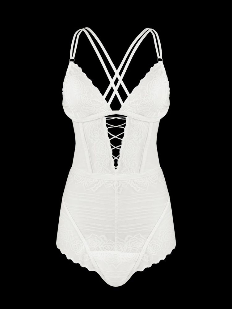 Білий боді Fox Lingerie, Vish White, мереживний
