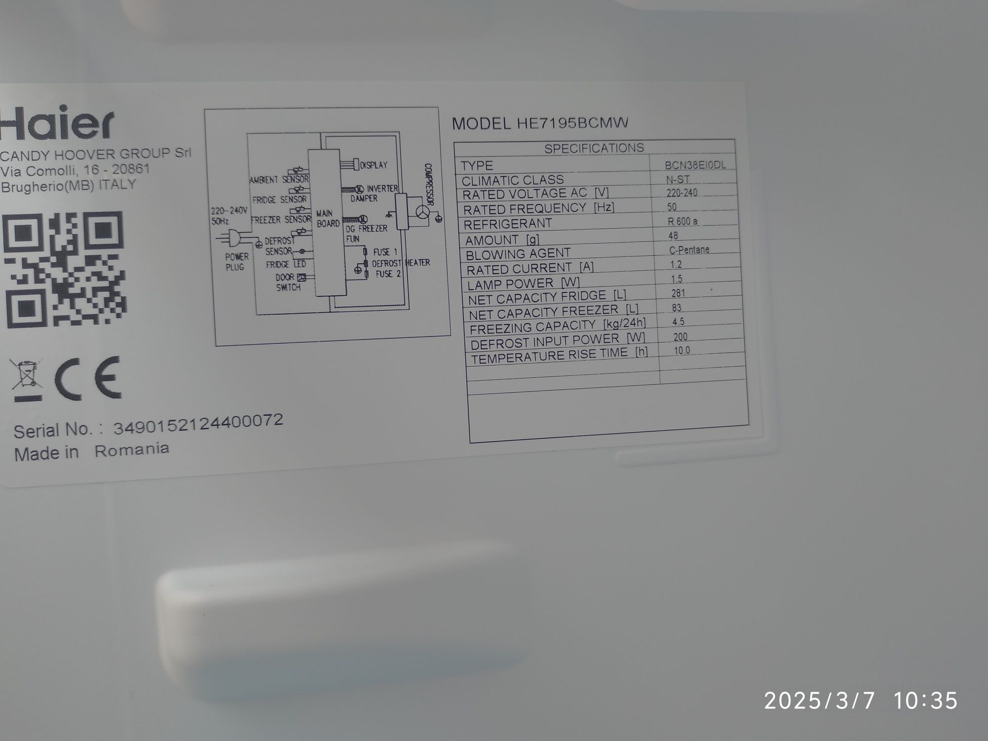 OUTLET Janki ul Wspólna 6 Lodówka Haier Saria 6 HE7195BCMW