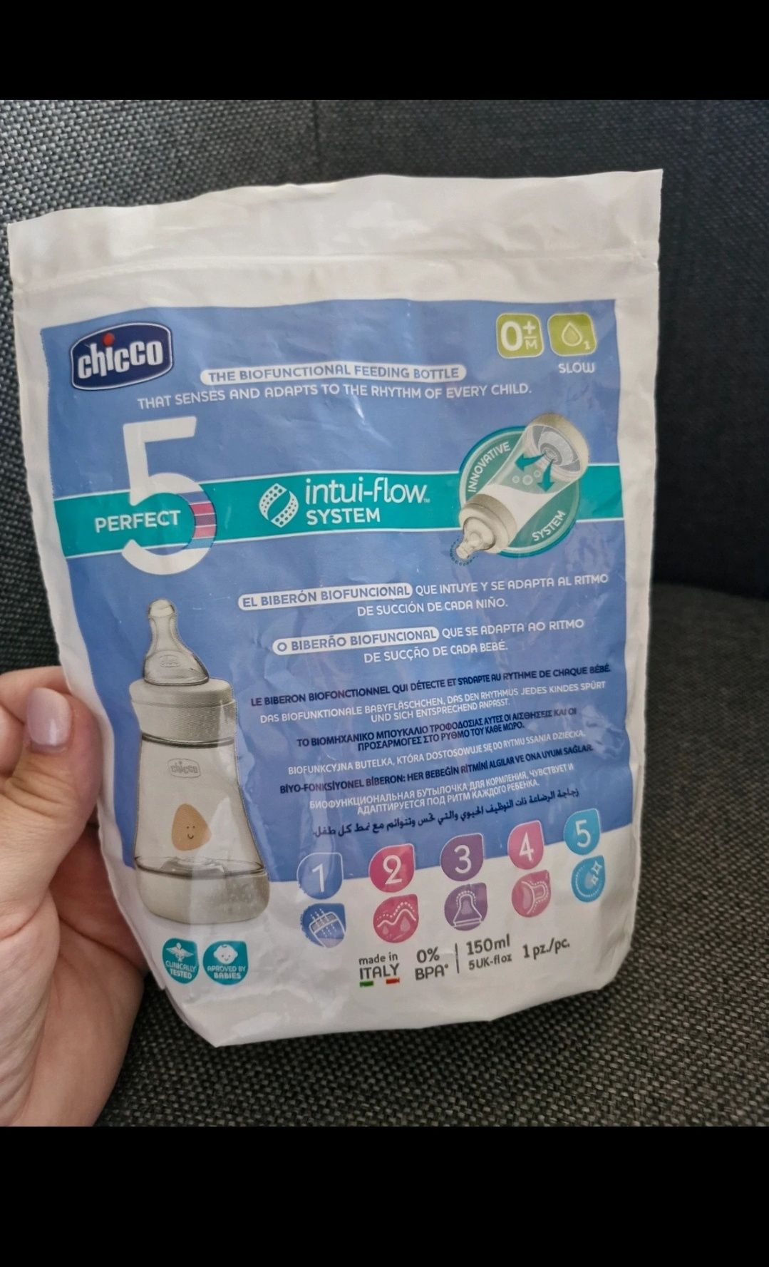 Butelka Chicco Perfect 5 Intui-Flow System 150 ml beżowa 0+