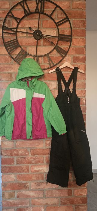 Zestaw narciarski zimowy 122 128 kurtka spodnie czarne brugi