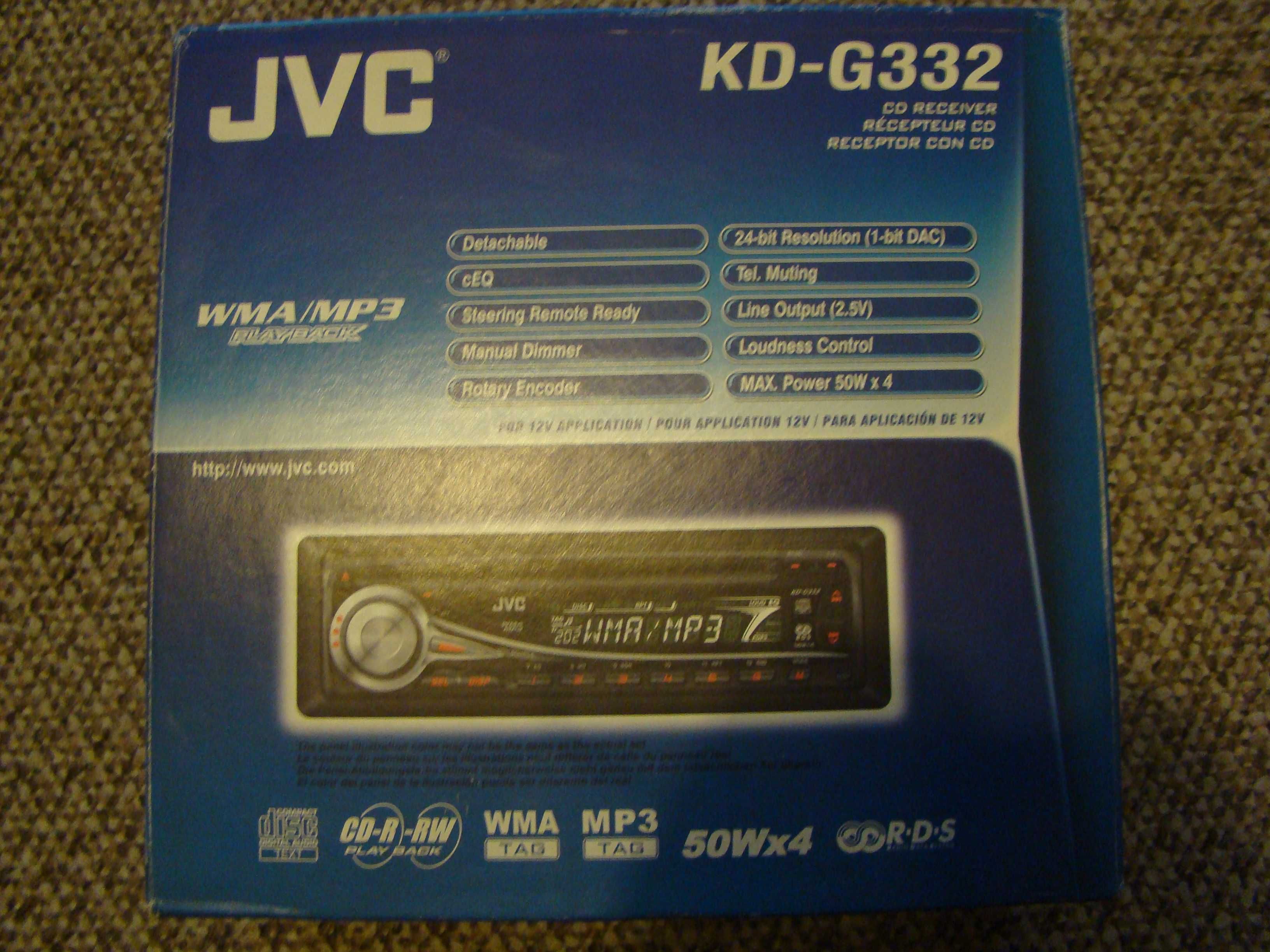 Samochodowy radio odtwarzacz z CD cenionej firmy JVC KD-G332