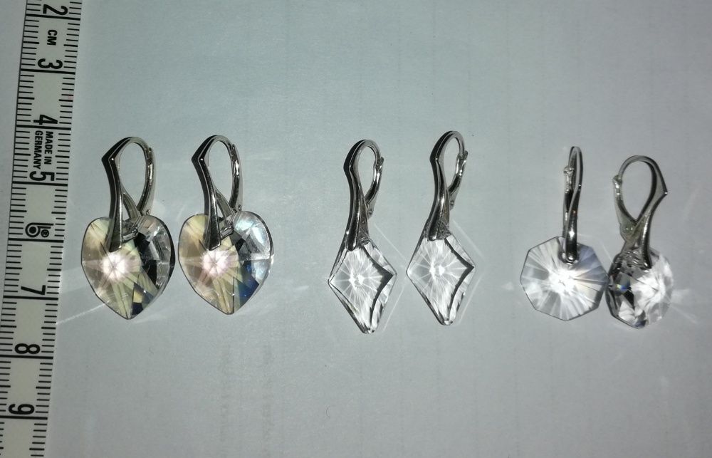 Kolczyki Swarovski srebro 925 duże serca octagon nowe