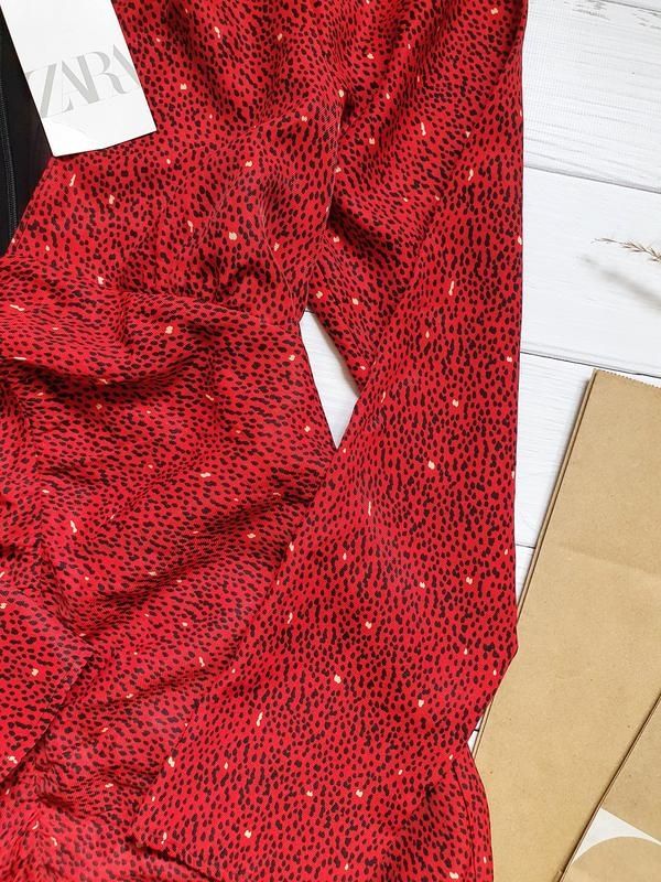 Коктельное трендовое красное платье ZARA плаття сукня
