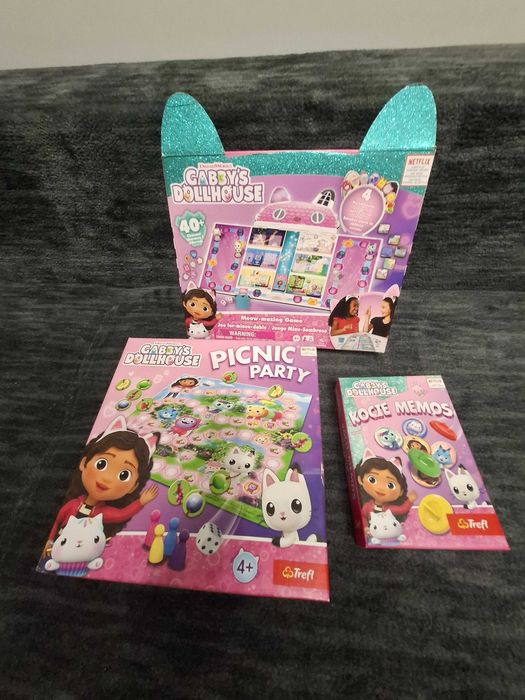 Zestaw Kici domek Gabbi, gry planszowe, memory
