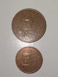 Moedas de 1 e de 5 cêntimos de 1999  França