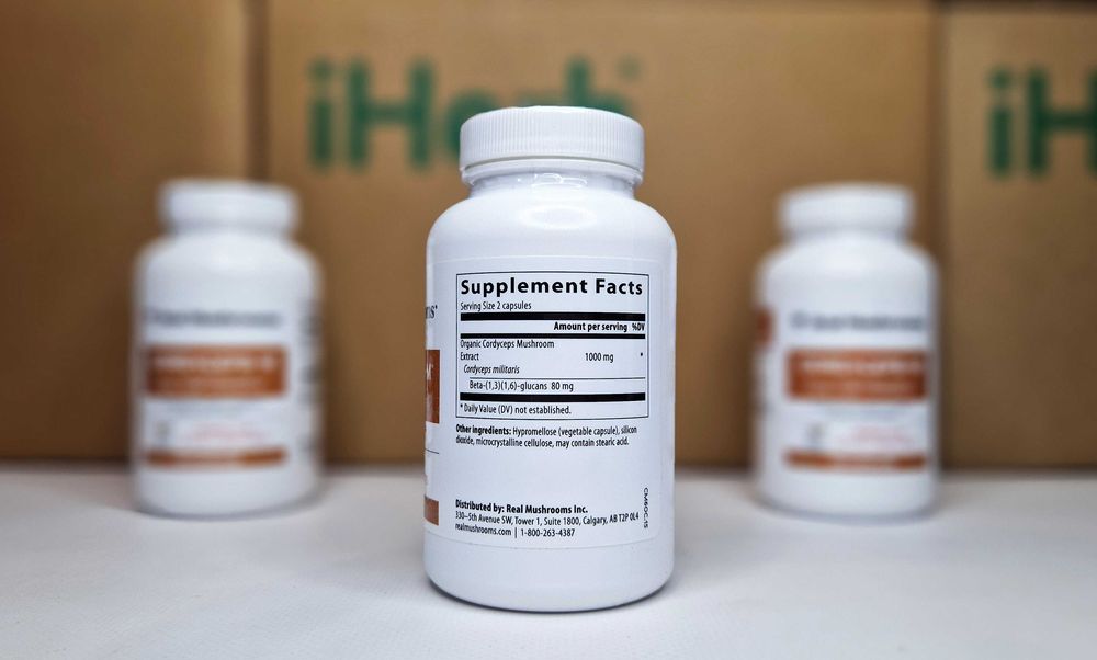 Кордицепс Real Mushrooms Cordyceps, гриб адаптоген для енергії, 120шт