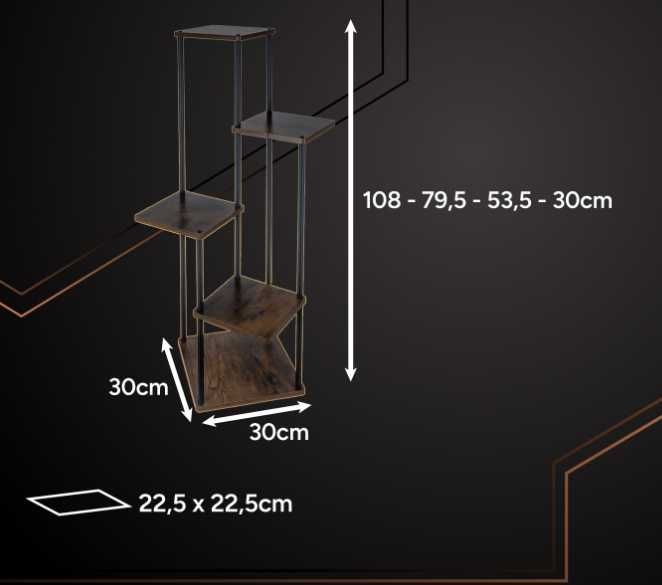 NOWY KWIETNIK STOJĄCY Stojak na Kwiaty Rośliny Regał Metal Drewno Loft