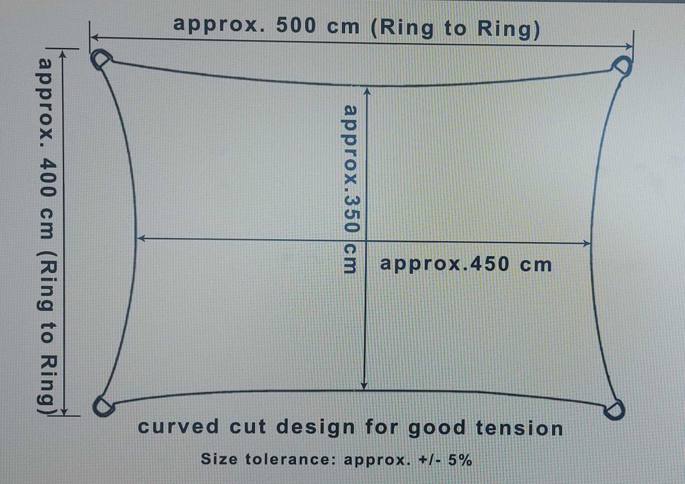 Toldo de sombra impermeável, retangular, 4 x 5 m