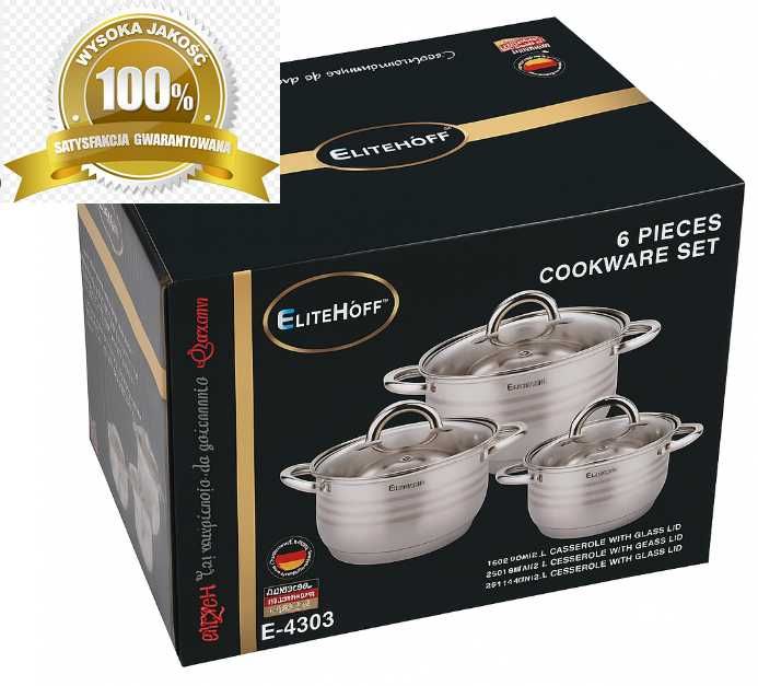 Komplet garnków 3 szt. stal nierdzewna 1L 1,5L 2L potrójne dno