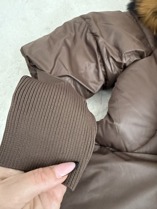 Brązowa kurtka parka z futerkiem futro M