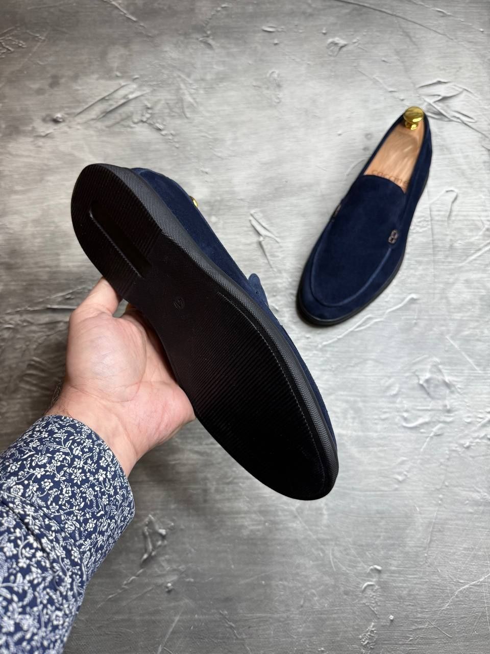Туфли Лоферы Замшевые мужские синие LORO PIANA! Натуральная ЗАМША!