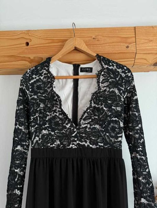 Sukienka maxi weselna elegancka długa koronka na weselę półmetek L/40