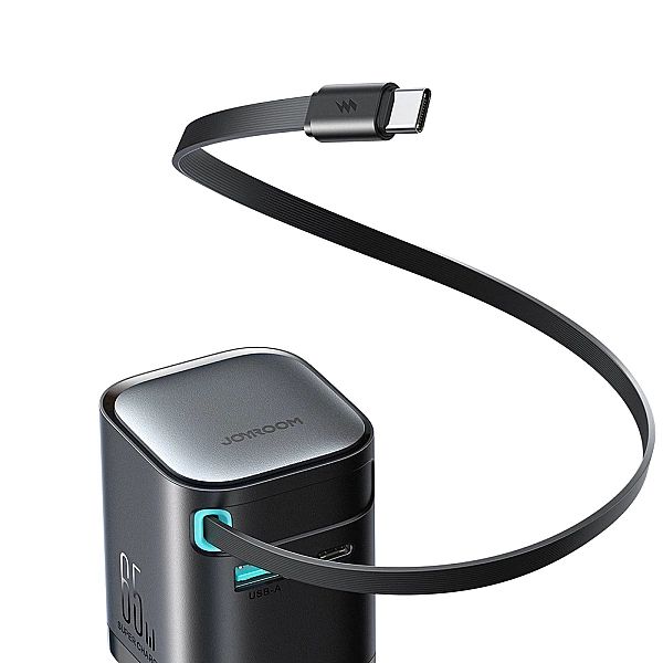 Ładowarka GaN Joyroom JR-TCL02/65W USB-A USB-C z wbudowanym kablem USB