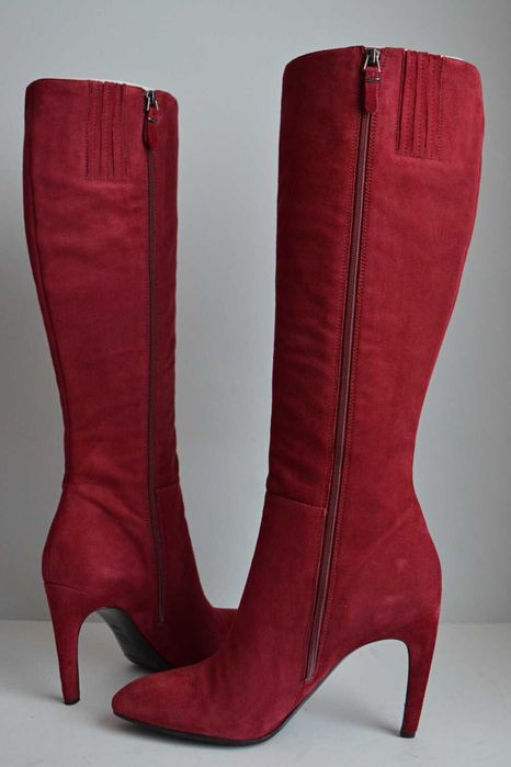 BURGUNDOWA POEZJA kozaki Via Spiga Bethany do kolana na fajnej szpilce