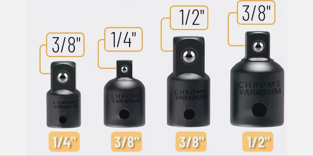 Набор 4шт ударних перехідників приєднувальний квадрат головки трещотка