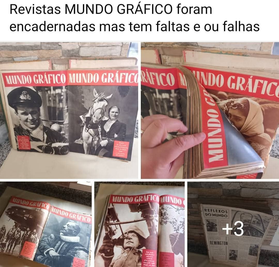 2 encadernações revistas MUNDO GRÁFICO anos 40 com faltas ou falhas