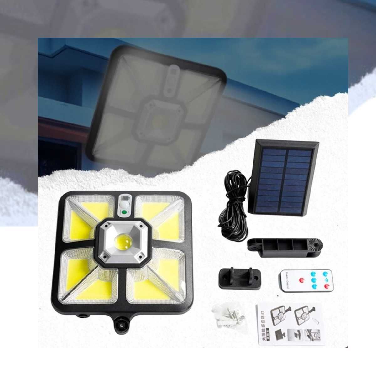 LAMPA SOLARNA LED Uliczna MOCNA 600W Czujnik Ruchu Zmierzchu + PILOT