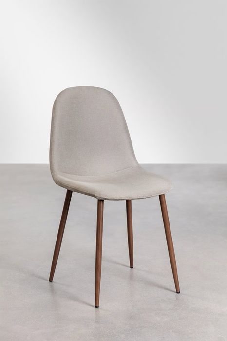 Conjunto de 4 cadeiras de refeição em madeira e linho