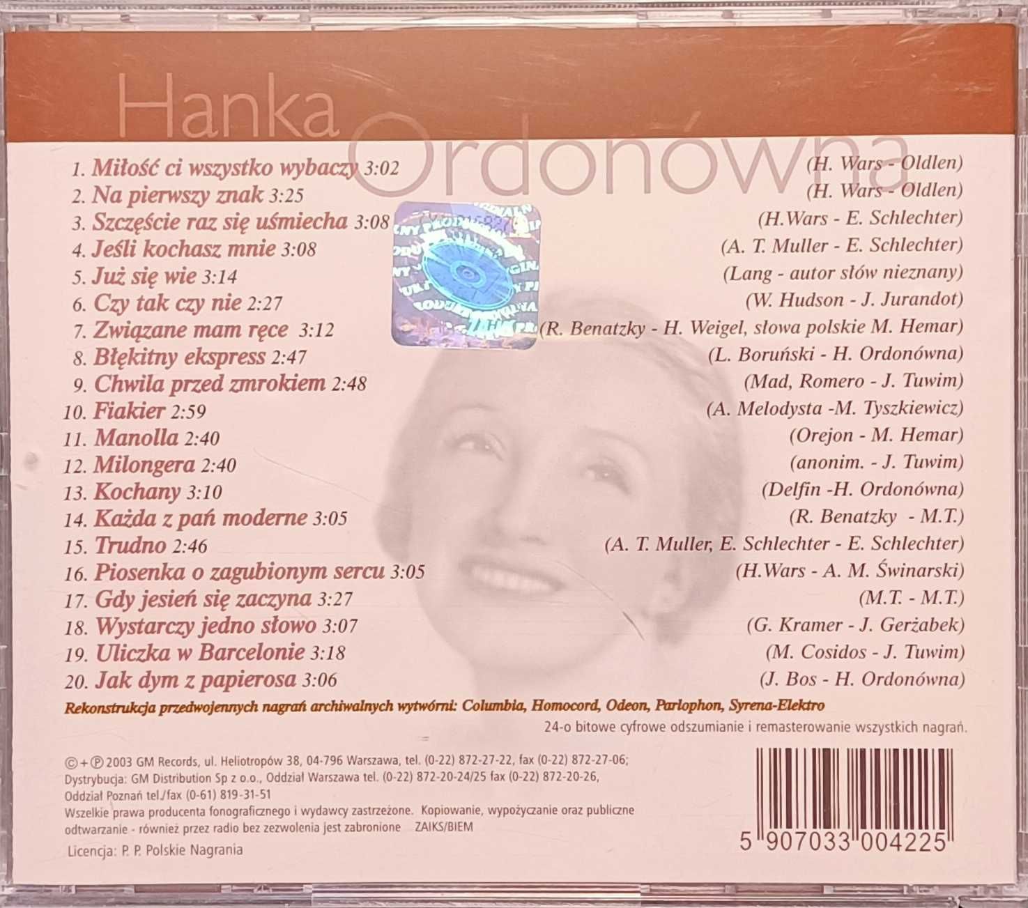 Hanka Ordonówna cd złote przeboje