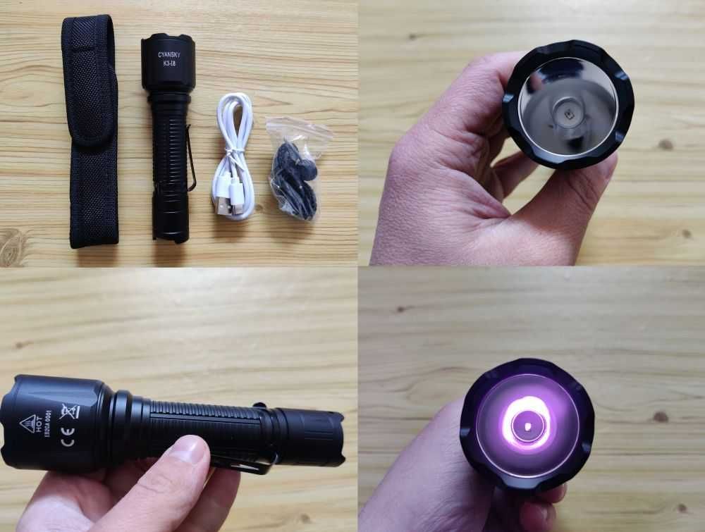 Cyansky K3-I8 IR. Latarka taktyczna 350m, 5000MW OSRAM LED