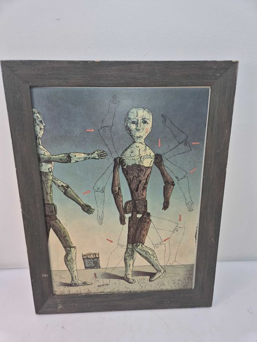 kolorowa akwaforta , taniec lalek