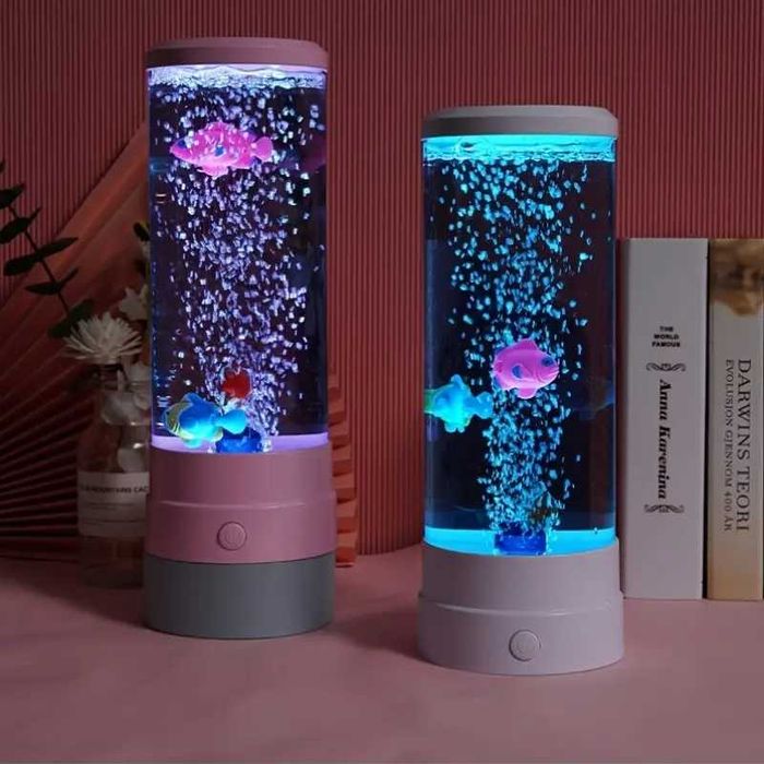 Ночник Аквариум с плавающими рыбками» Bubble Lamp, 7 цветов RGB