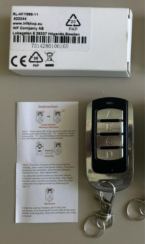 Controle Remoto Rf Universal de 4 Canais 868 Mhz