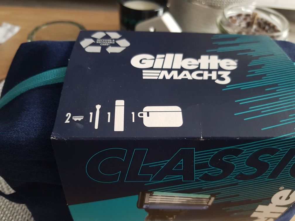 Gillette Mach 3 Zestaw Dla Mężczyzn Kosmetyczka Maszynka Wkład Żel