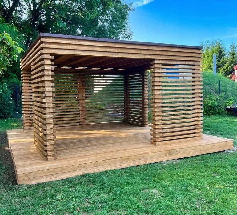 Nowoczesna Altana Ogrodowa 4,5x4,5m Altanka Drewniana Altany Ogrodowe