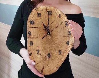 Zegar handmade drewniany duży nowy na prezent cudny