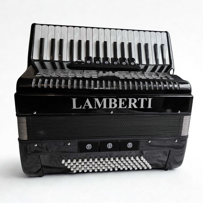 Akordeon klawiszowy Lamberti 80 basów czarny + pasy + pokrowiec / NOWY