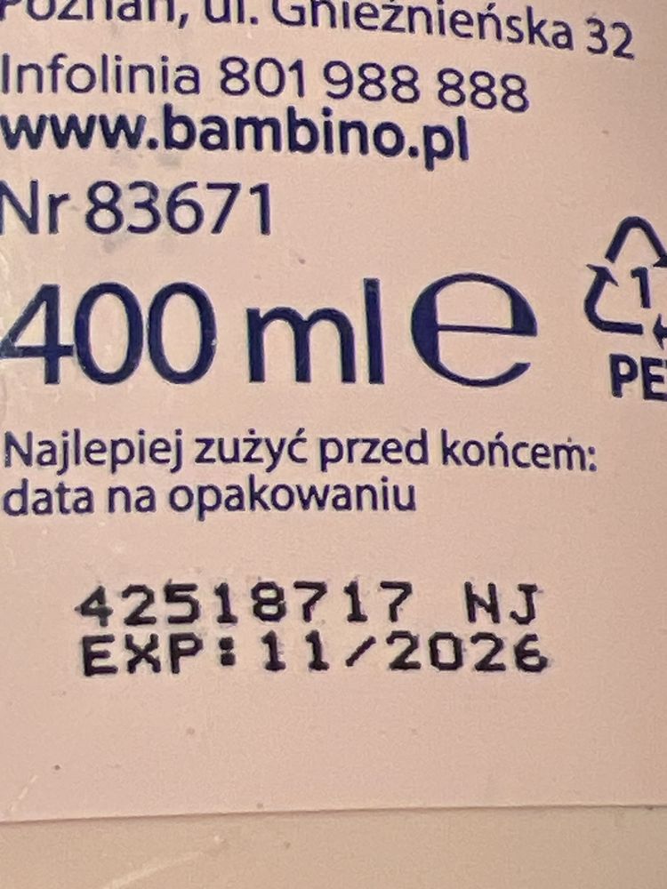Bambino żeldo ciała i włosów 3 sztuki