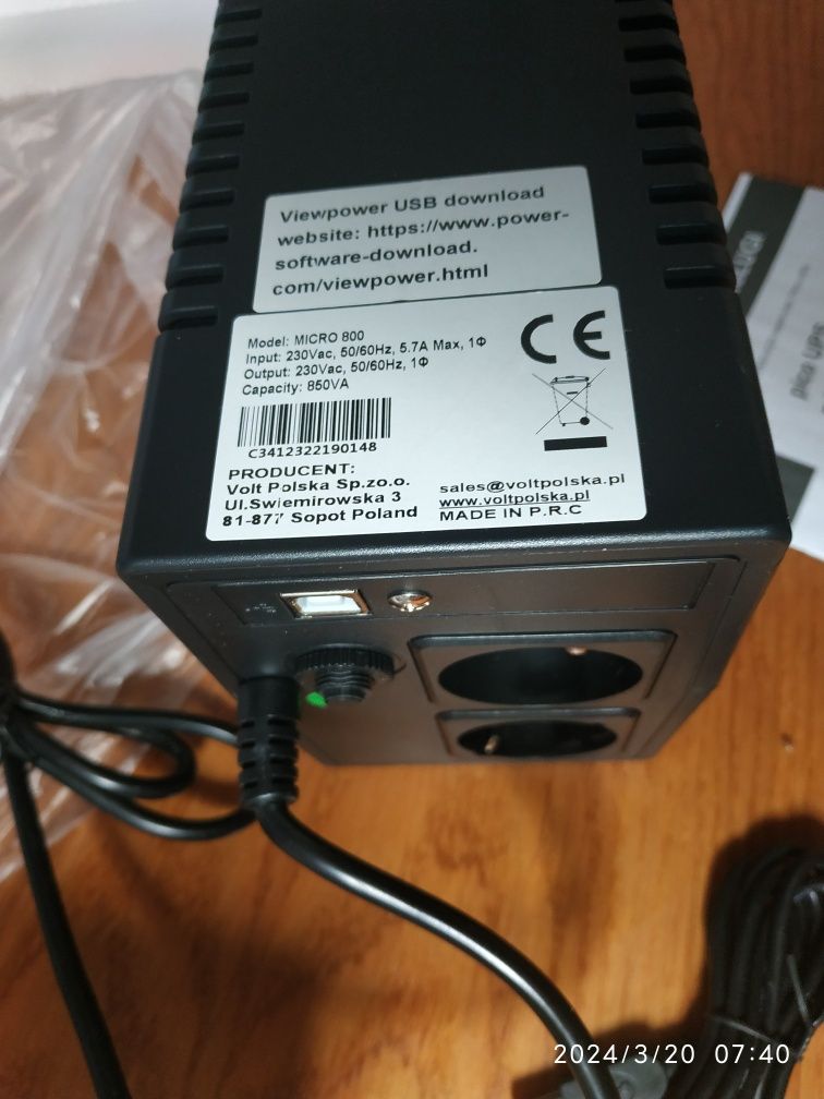 Блок безперебійного живлення Volt Polska MICRO UPS 800 9Ah  (480/800W)