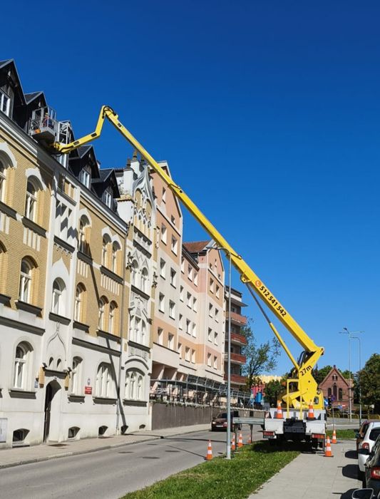 podnośnik, zwyżka, podnośnik koszowy, usługi podnośnikowe,wysokośc 27m