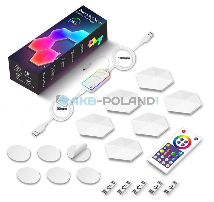 Lampa panele heksagon led 8szt.