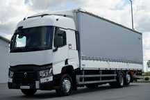 Renault T 430 / SOLÓWKA / FIRANKA - BURTOWA /  6X2 / OŚ PODNOSZONA / SKRĘTNA / DŁ: 9,4 M / MOCNA PODŁOGA / WINDA DHOLLANDIA  / PO KONTRAKCIE SERWISOWYM