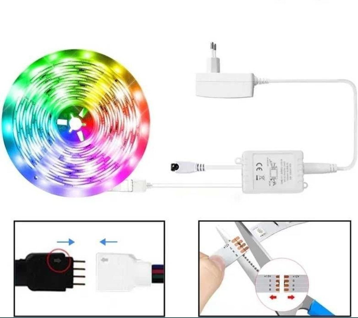 Taśma LED RGB z pilotem zdalnego sterowania, 15 mb ( 2 x po 7,5 mb)