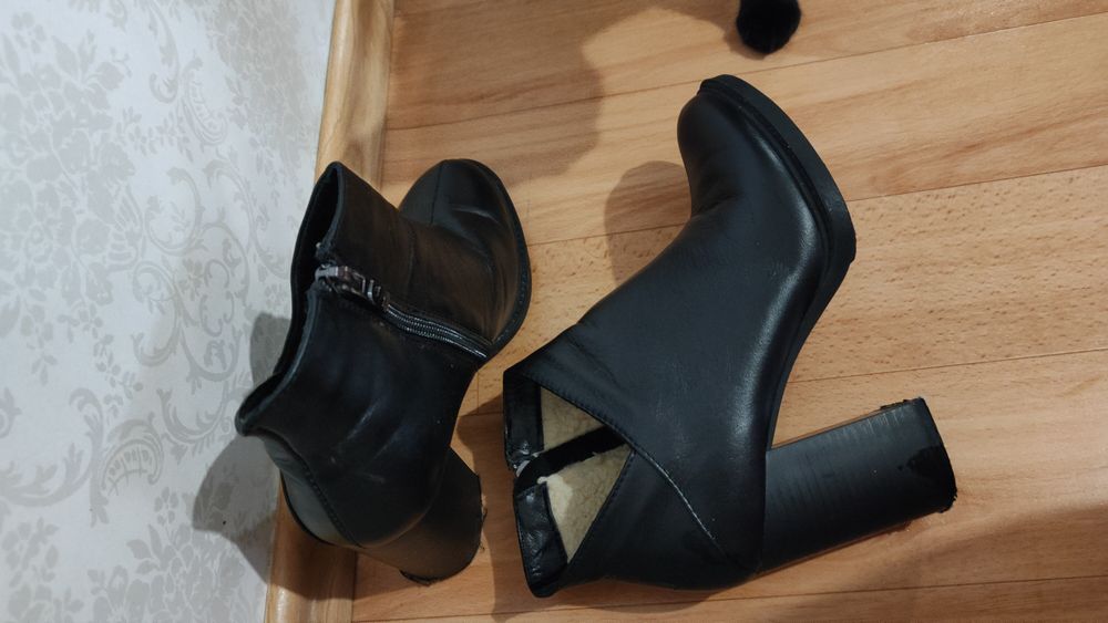 Ботильйони зима ботінки шкіряні короткі ботинки на каблуке кожа