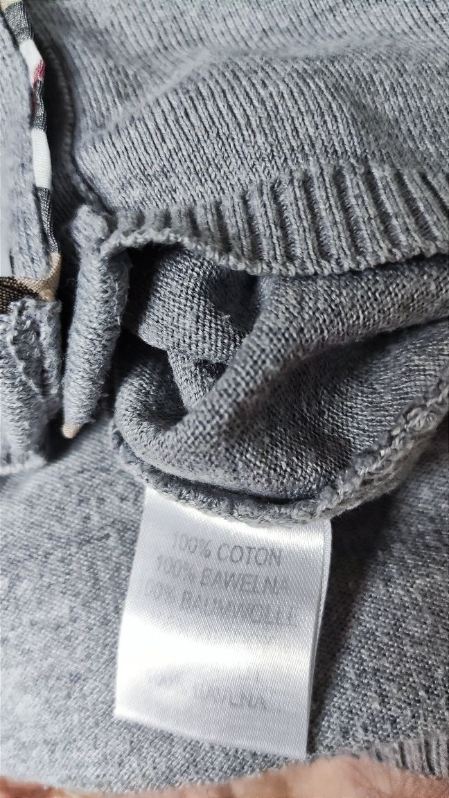 Szary siwy sweterek narzutka pulower Burberry rozmiar L