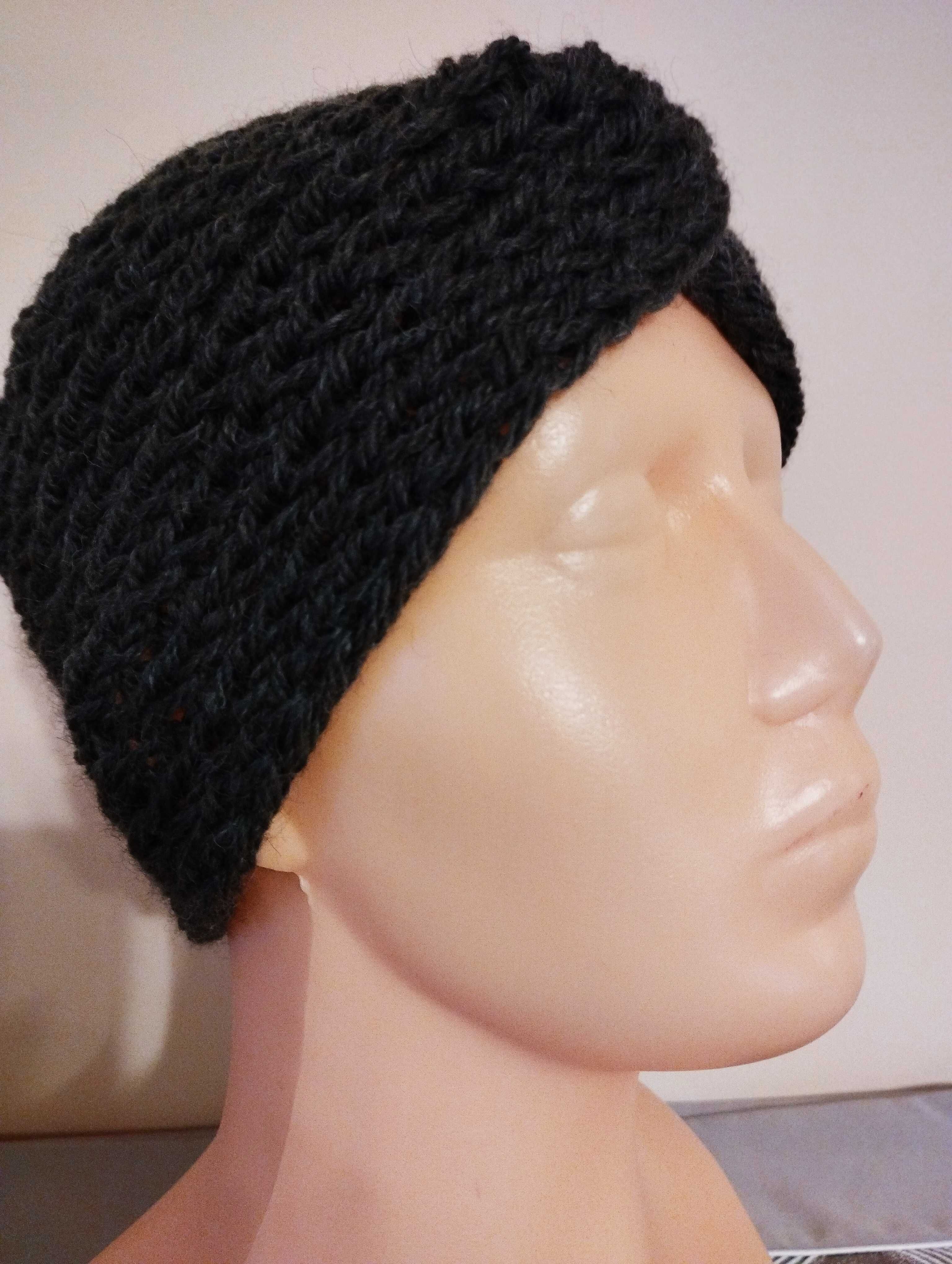 Zielona opaska na głowę turban 100% wełna