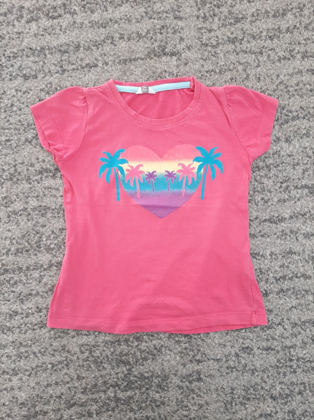 Pepco koszulka t-shirt dziecięcy rozmiar 104 cm różowa palmy serce
