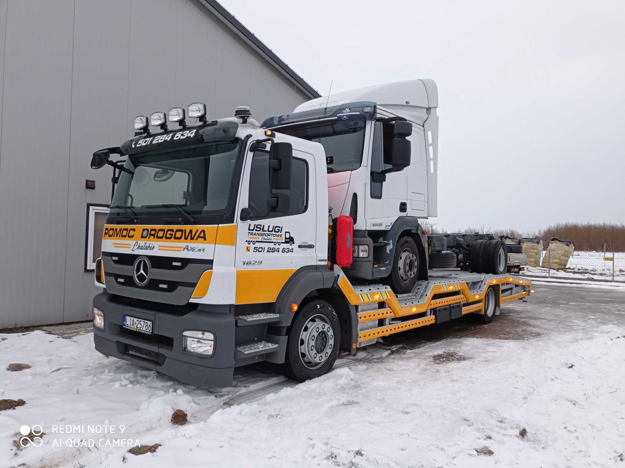 Pomoc drogowa transport maszyn laweta autolaweta usługi transportowe